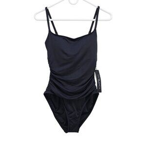 La Blanca Womens Black One-Piece Swimsuit Size 6 With Shirred Front Design